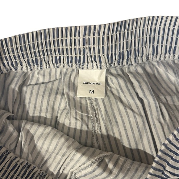 NWOT Women’s Blue And White Cotton Striped Boxer Shorts With Pockets Medium - Picture 5 of 10